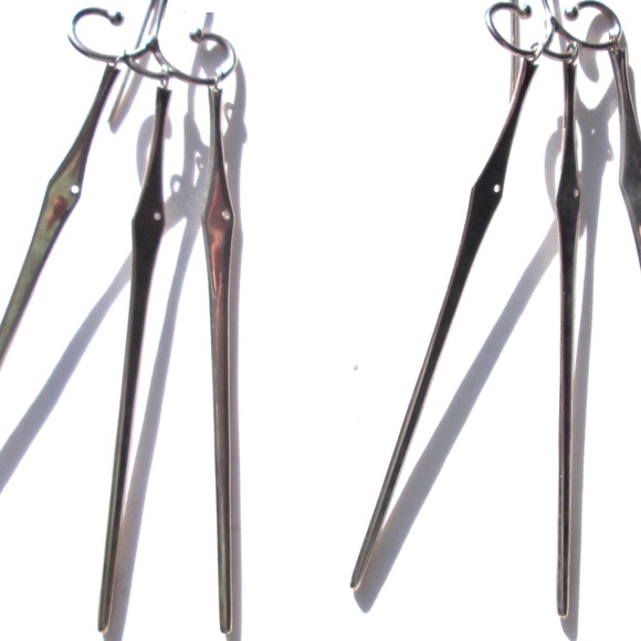 Vintage Sterling Earrings SWING Needlefish Design by Esty Grossman - Picture 4 of 12